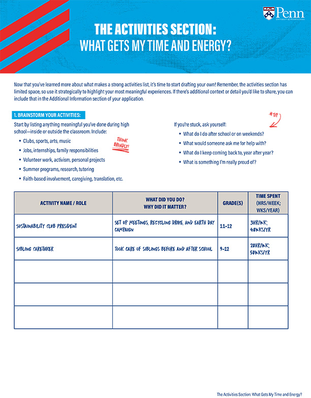 What Gets My Time and Energy? document preview image.
