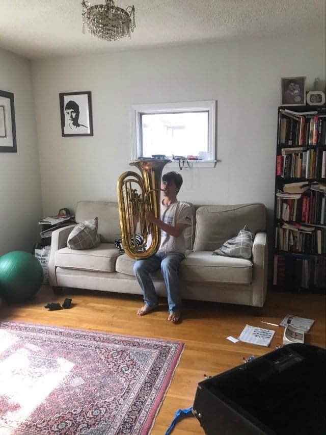 Miles with his Tuba