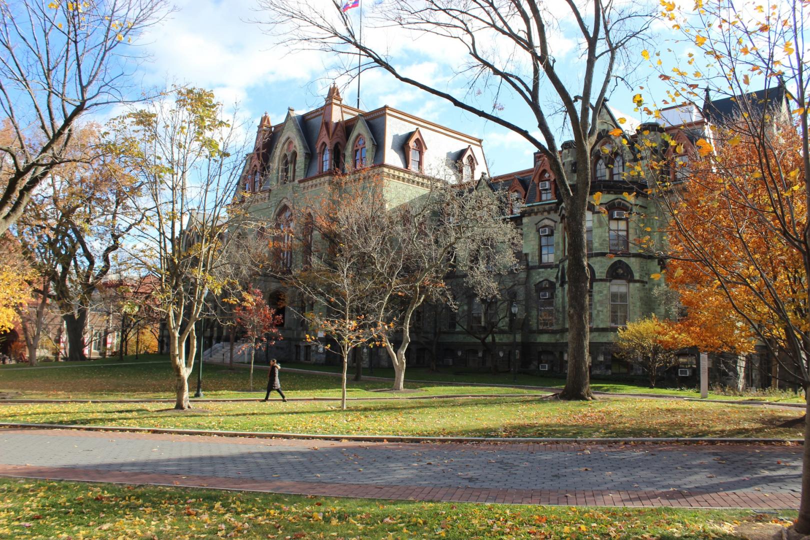College Hall and College Green in the fall 