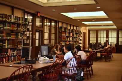 Students in library 