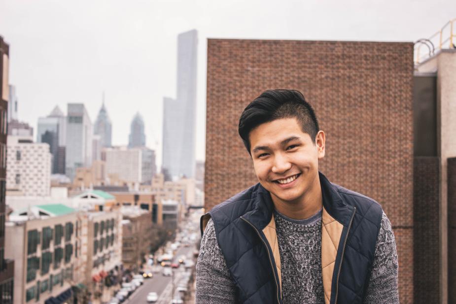 David Thai with Philadelphia skyline in background