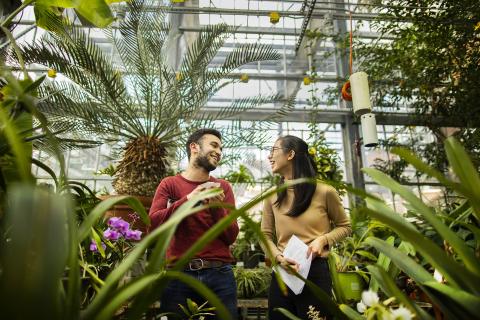 Student's in Penn's greenhouse