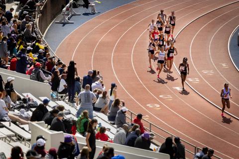 Students competing in the 2024 Penn Relays