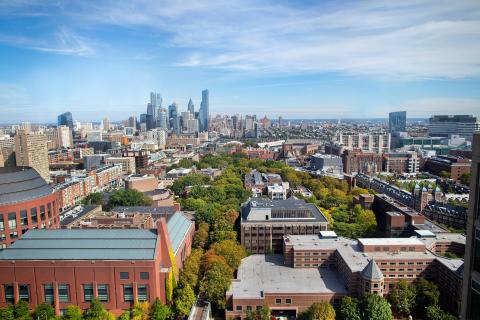 Aerial view of Penn's campus in Philadelphia