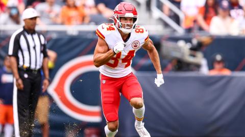 Justin Watson running during a Chiefs game