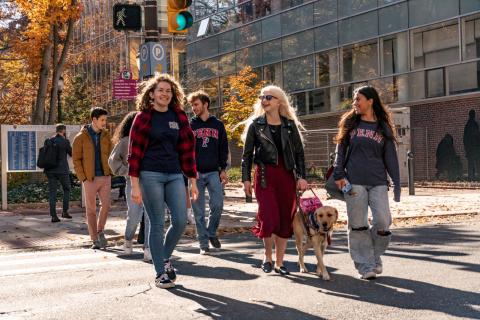 Students walking through campus