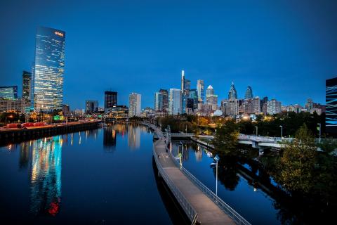 Philadelphia skyline at night