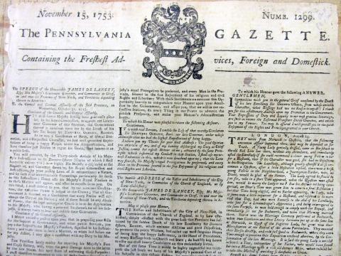 Antique edition of the Pennsylvania Gazette