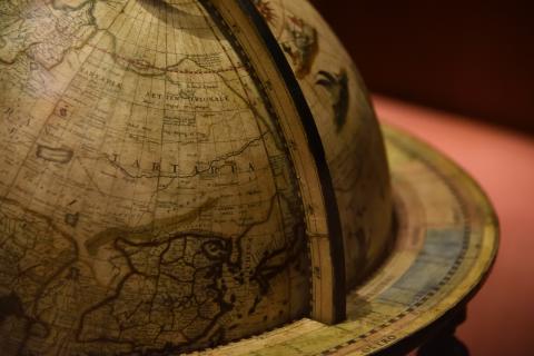 Close-up image of vintage globe