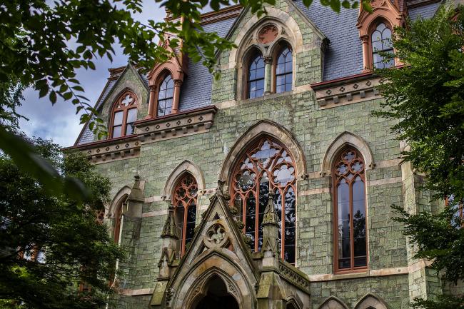 Close-up view of College Hall