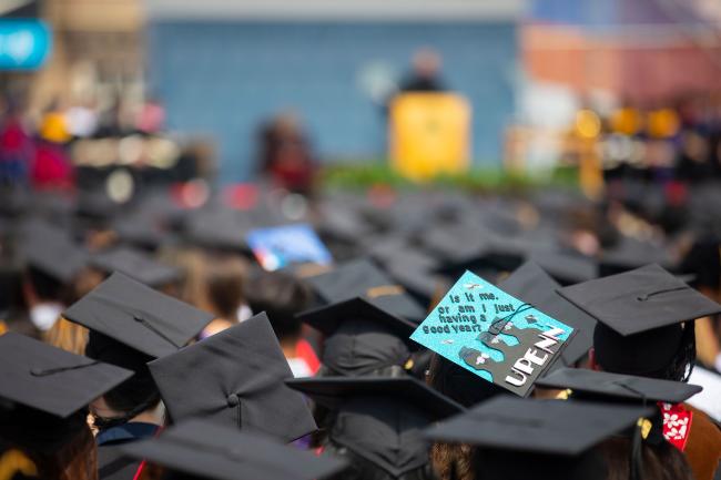 Student caps at graduation.