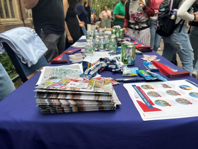 Stack of materials at a fair