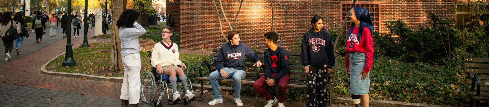 A group of students on Locust Walk