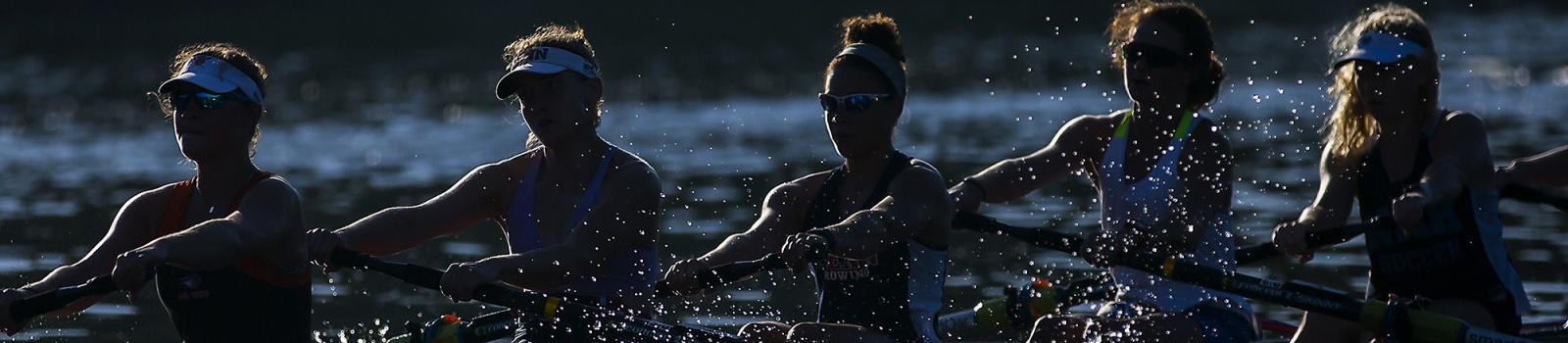 Penn crew team rowing on Schuylkill River