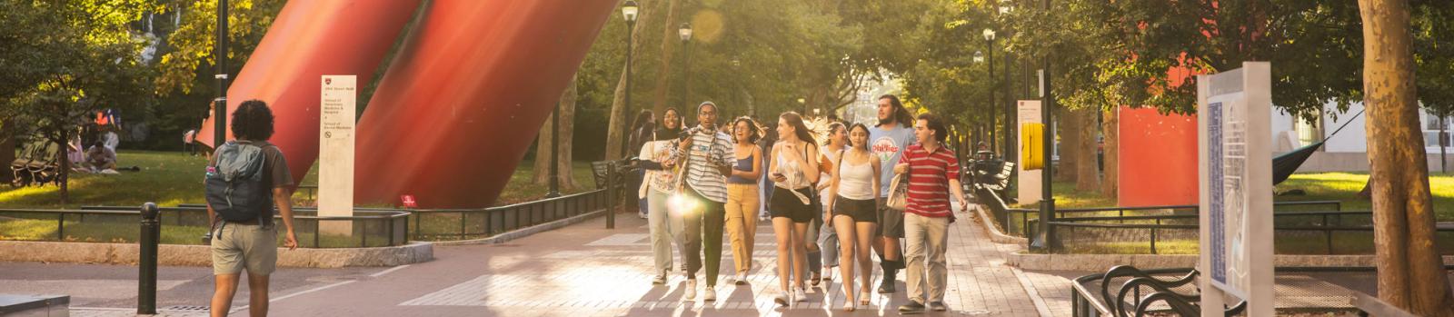 Students walking through campus